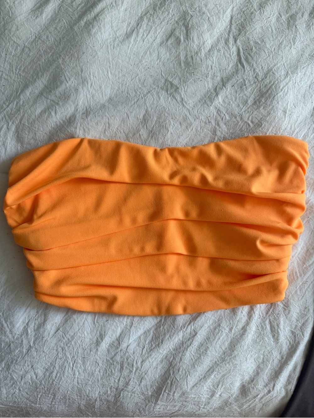 Strapless Ruched Tube Top - Orange